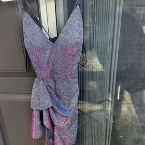 Blondie Nites Glitter Mini Dress - Purple and Pink